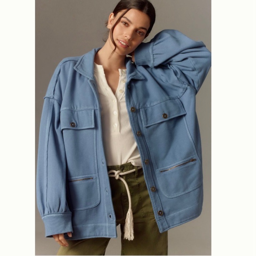 🌿|NWT| Anthropologie Pilcro Cotton Microfleece  Button-Front Jacket